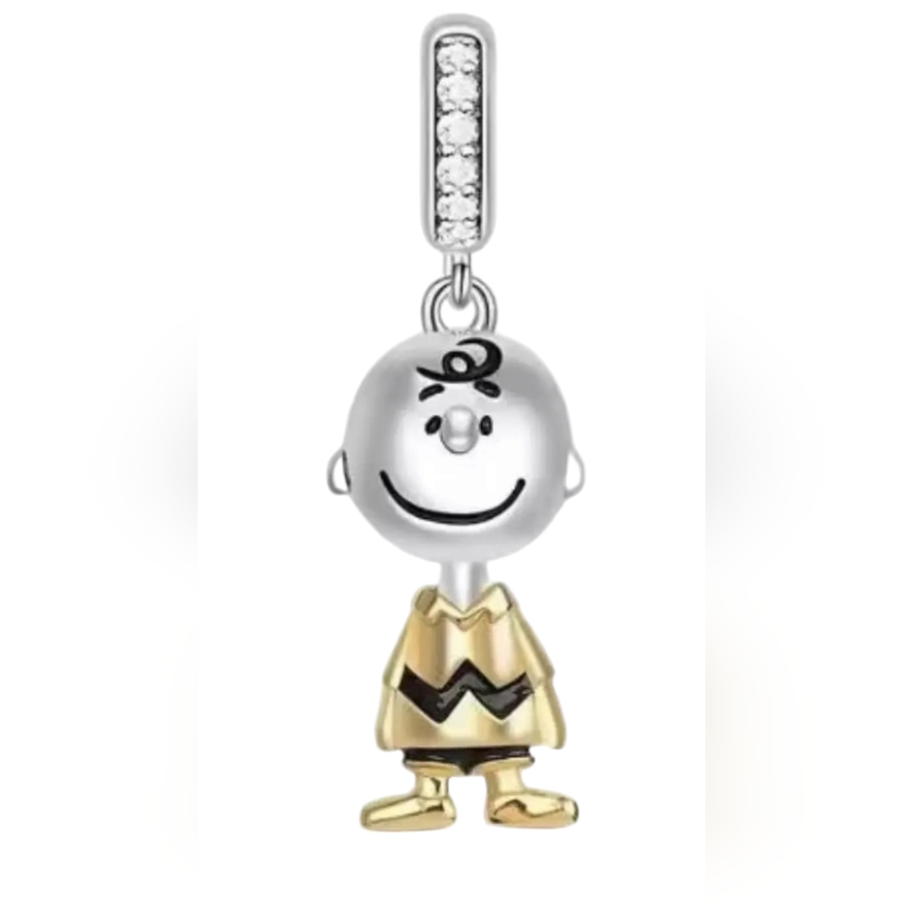 🎆LINX DISCONTINUED Peanuts Silver Charlie Brown Snoopy Dangle Bracelet Charm